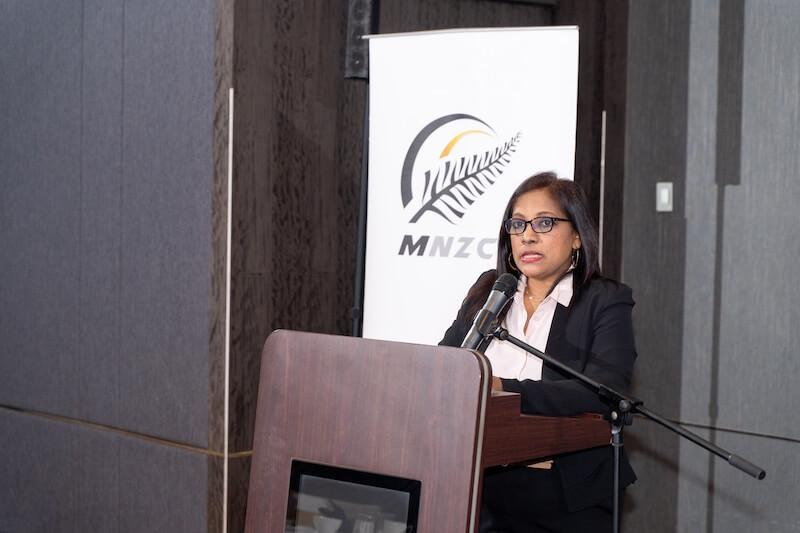 MNZCC speaker at the lectern during a formal chamber event